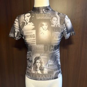 Turtleneck Mesh black tee shirt